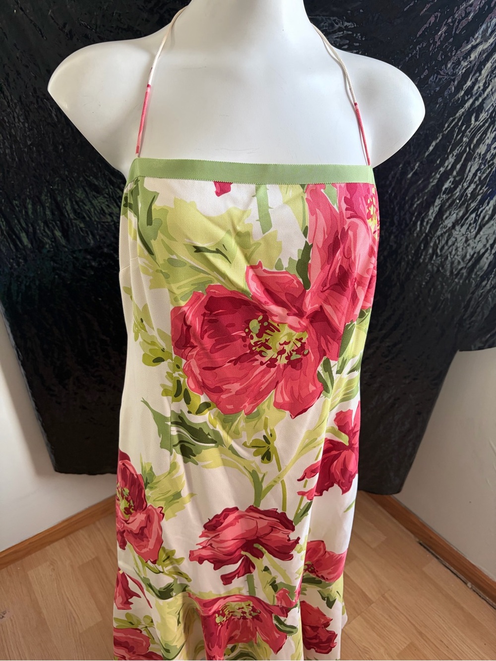Ann Taylor Floral Halter Slip Dress - Pink & Green